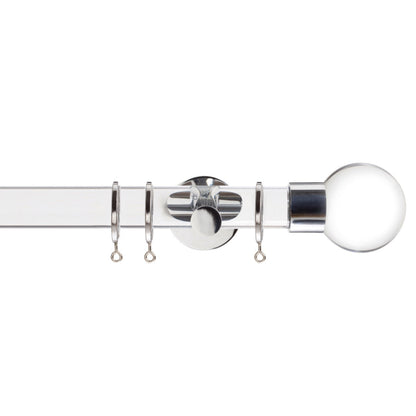 Jones Strand Clear Ball 35mm Metal Curtain Pole Finials (Pair) - Chrome