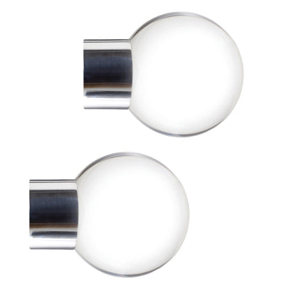 Jones Strand Clear Ball 35mm Metal Curtain Pole Finials (Pair) - Chrome