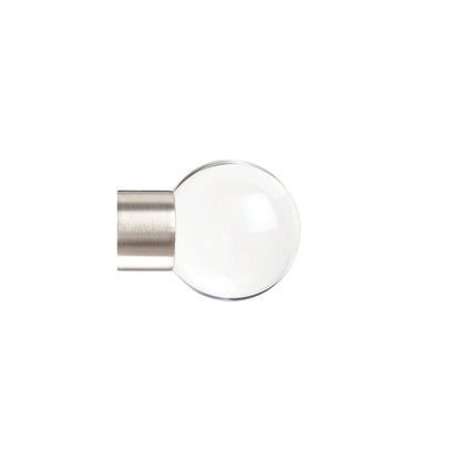 Jones Strand Clear Ball 35mm Metal Curtain Pole Finials (Pair) - Matt Nickel