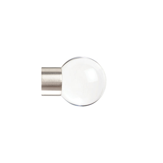 Jones Strand Clear Ball 35mm Metal Curtain Pole Finials (Pair) - Matt Nickel