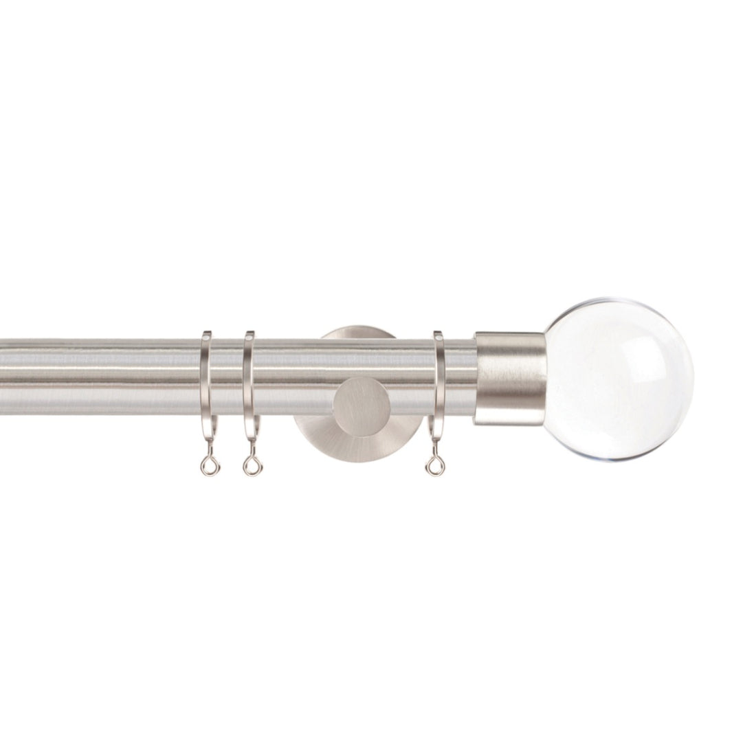 Jones Strand Clear Ball 35mm Metal Curtain Pole Finials (Pair) - Matt Nickel