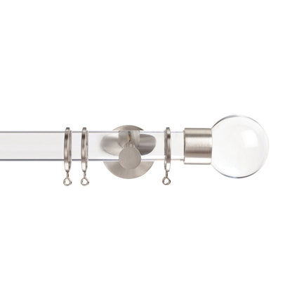 Jones Strand Clear Ball 35mm Metal Curtain Pole Finials (Pair) - Matt Nickel