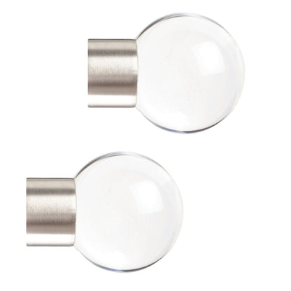 Jones Strand Clear Ball 35mm Metal Curtain Pole Finials (Pair) - Matt Nickel