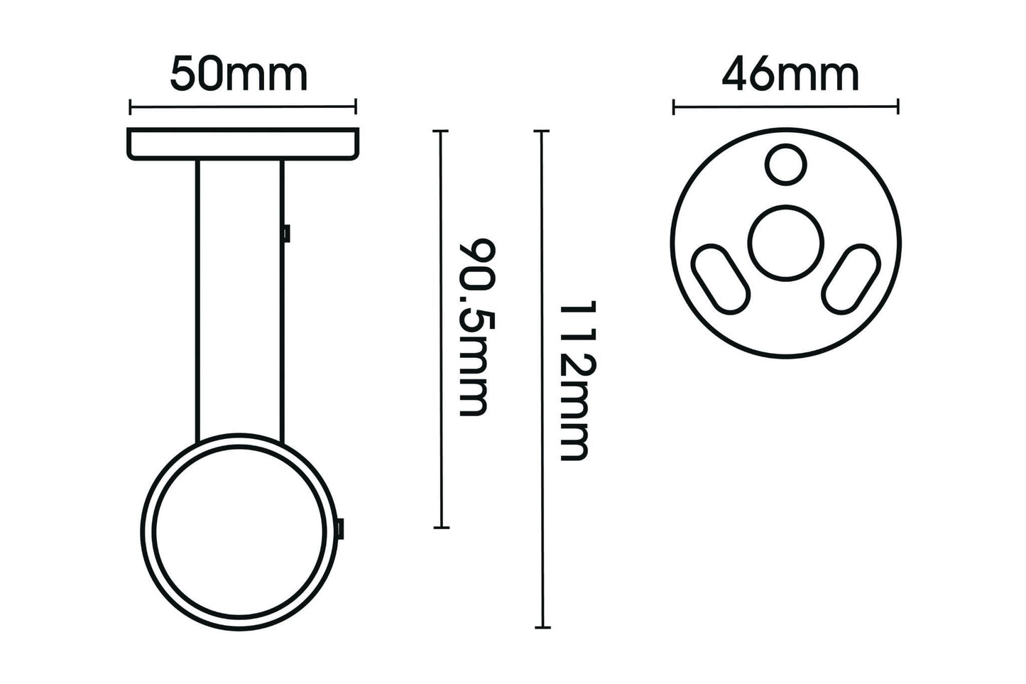 Hallis Ice 35mm Metal Curtain Pole Extended Ceiling Bracket - Black Nickel