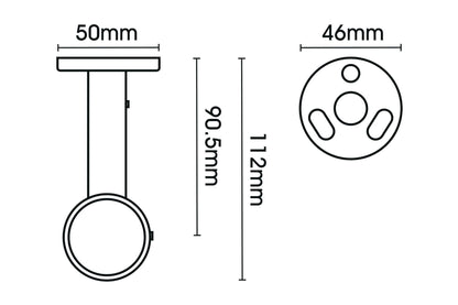 Hallis Ice 35mm Metal Curtain Pole Extended Ceiling Bracket - Black Nickel