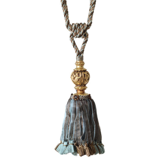 Jones Florentine Ribbon Tieback - Duck Egg