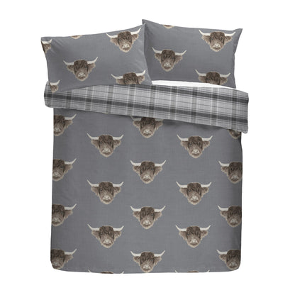 Highland Cow Duvet Cover Set by Fusion in Grey - Duvet Cover Set - Fusion