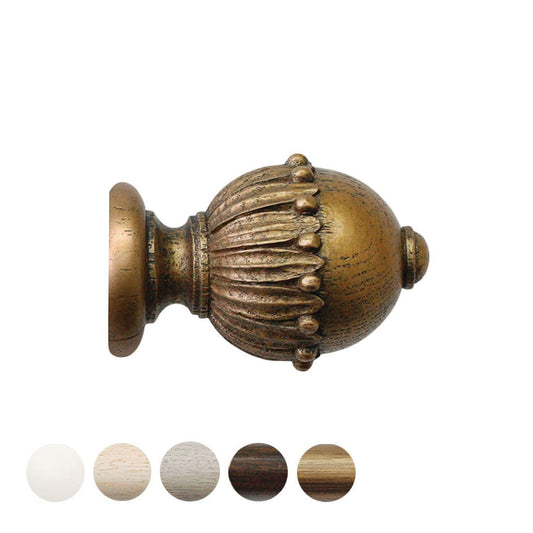 Jones Cathedral Wells 30mm Wooden Curtain Pole Finial - Antique Gold