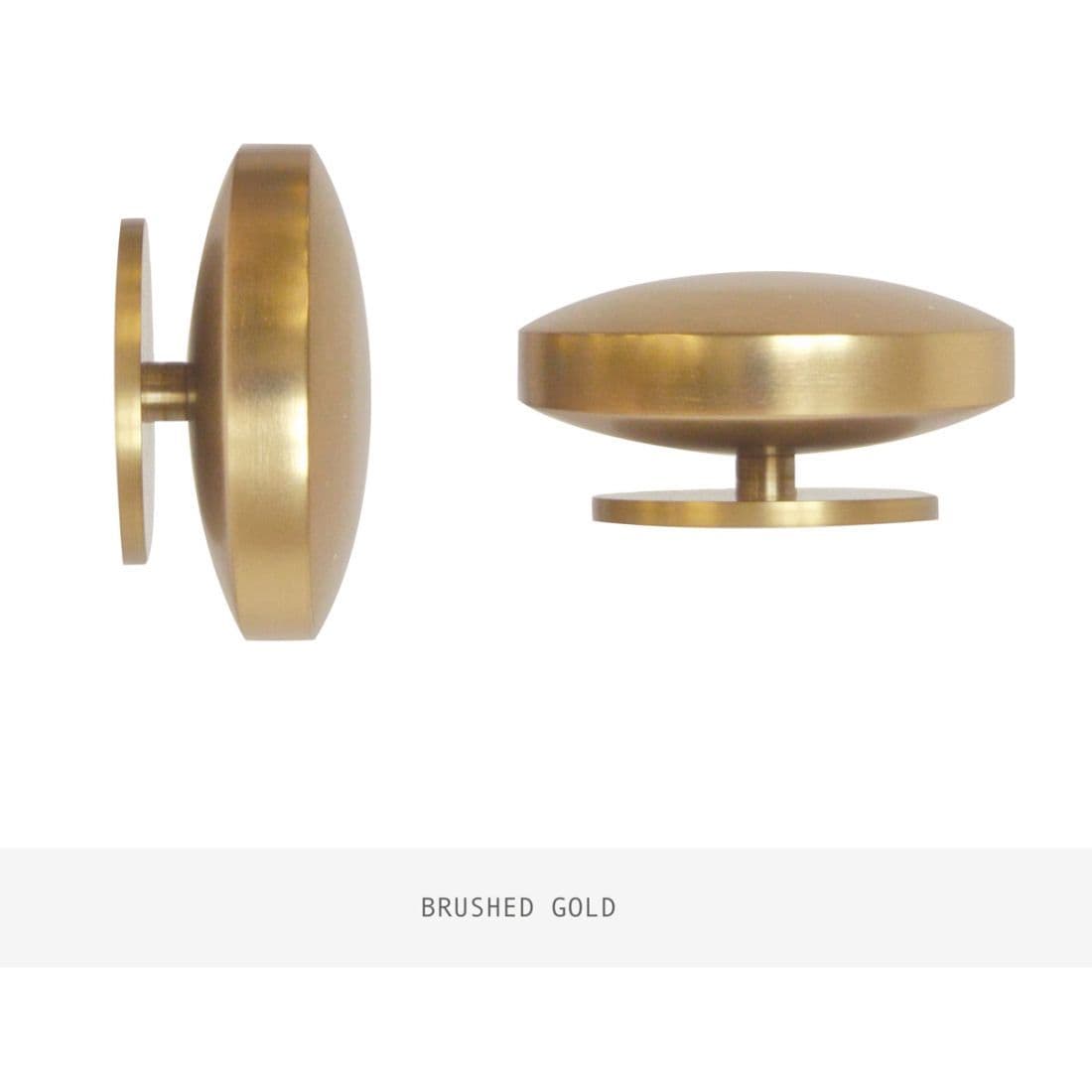 Jones Esquire Curved Disc 50mm Metal Curtain Pole Finials (Pair) - Brushed Gold