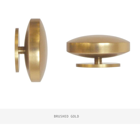 Jones Esquire Curved Disc 50mm Metal Curtain Pole Finials (Pair) - Brushed Gold
