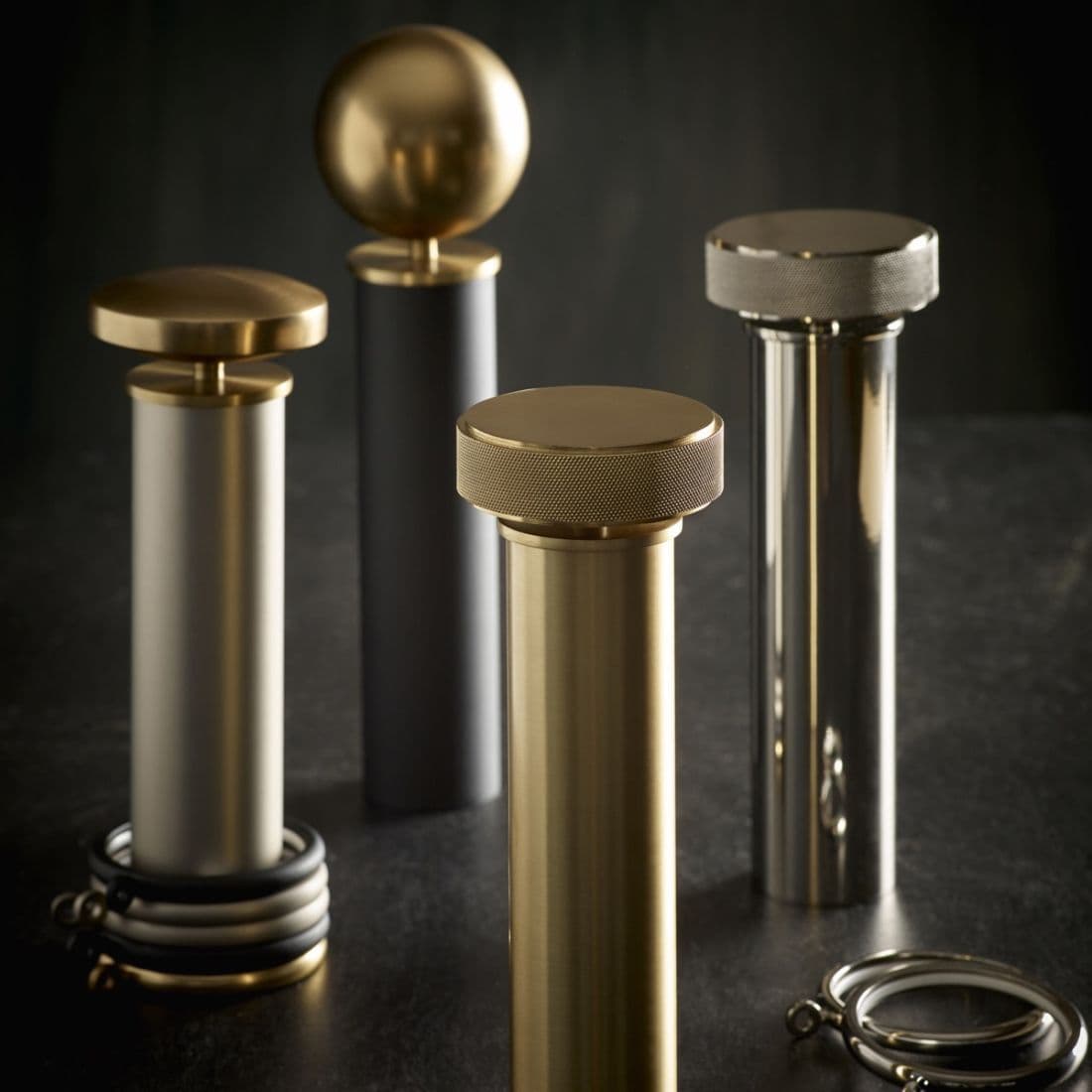 Jones Esquire Etched 50mm Metal Curtain Pole Finials (Pair) - Brushed Nickel