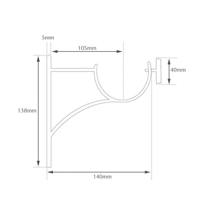 Jones Esquire 50mm Metal Curtain Pole End Bracket - Brushed Gold