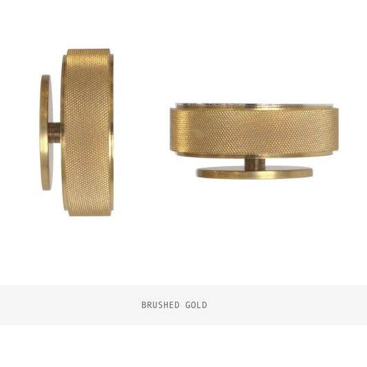 Jones Esquire Etched 50mm Metal Curtain Pole Finials (Pair) - Brushed Gold