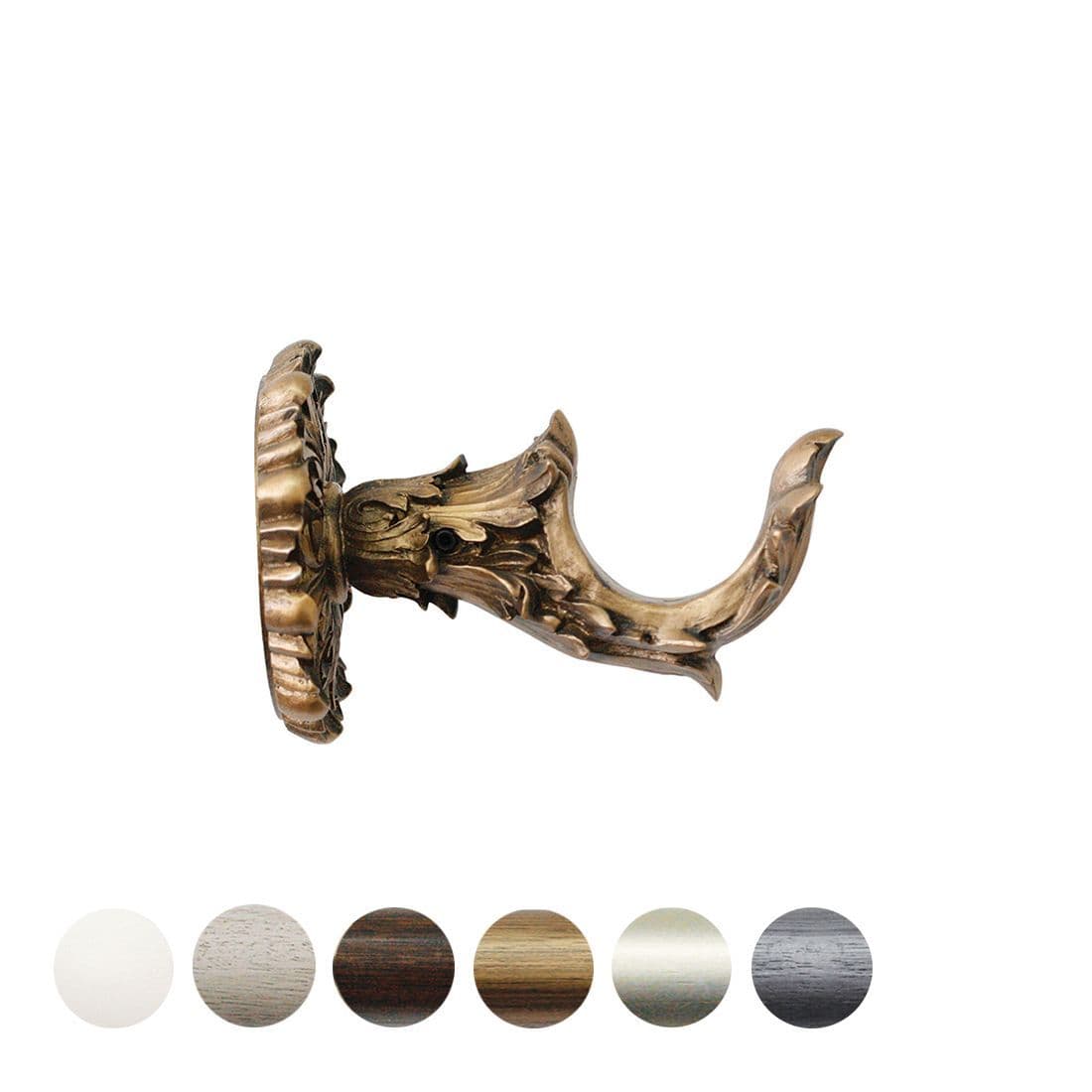 Jones Florentine 48mm Wooden Curtain Pole Acanthus Bracket - Antique Gold