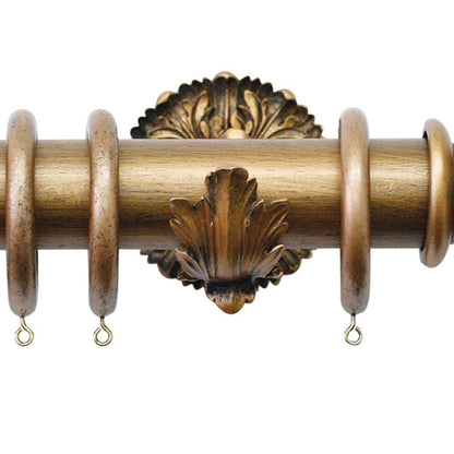 Jones Florentine 48mm Wooden Curtain Pole Acanthus Bracket - Antique Gold