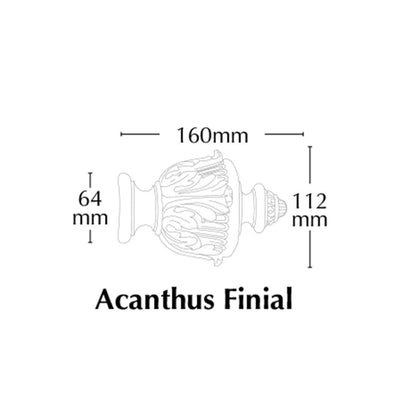 Jones Florentine Acanthus 48mm Wooden Curtain Pole Finial - Putty