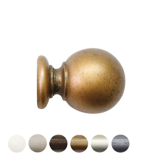 Jones Florentine Ball 48mm Wooden Curtain Pole Finial - Antique Gold