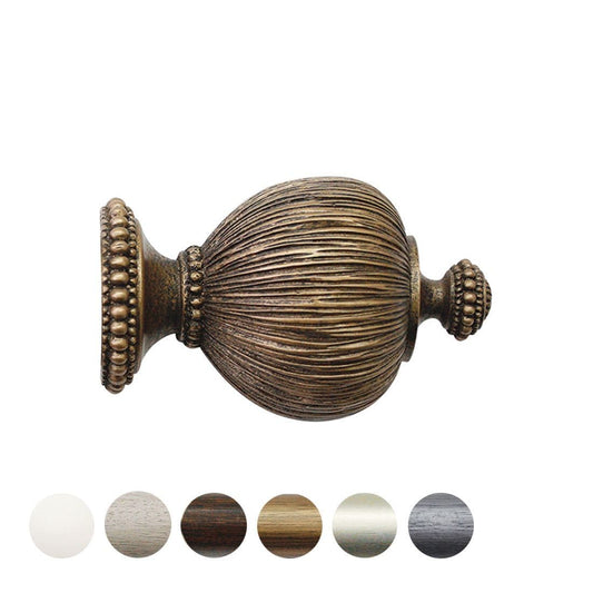 Jones Florentine Pleated 48mm Wooden Curtain Pole Finial - Antique Gold
