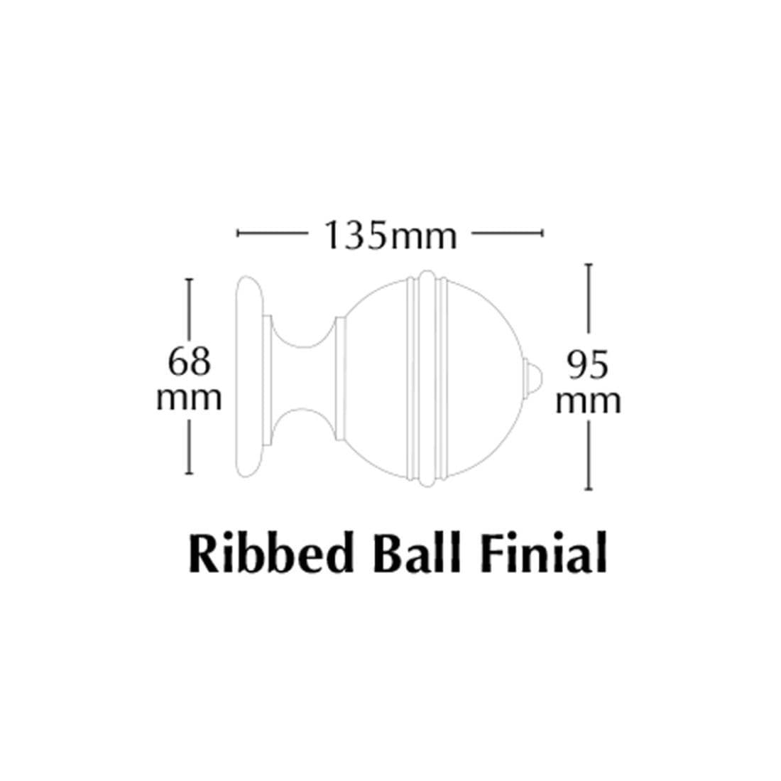 Jones Florentine Ribbed Ball 48mm Wooden Curtain Pole Finial - Putty