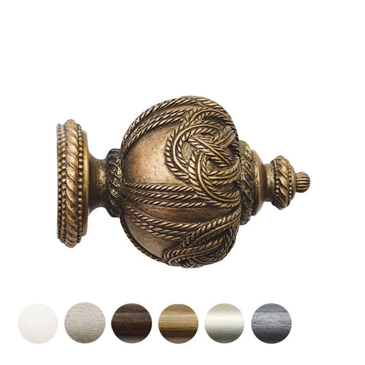 Jones Florentine Rope 48mm Wooden Curtain Pole Finial - Antique Gold