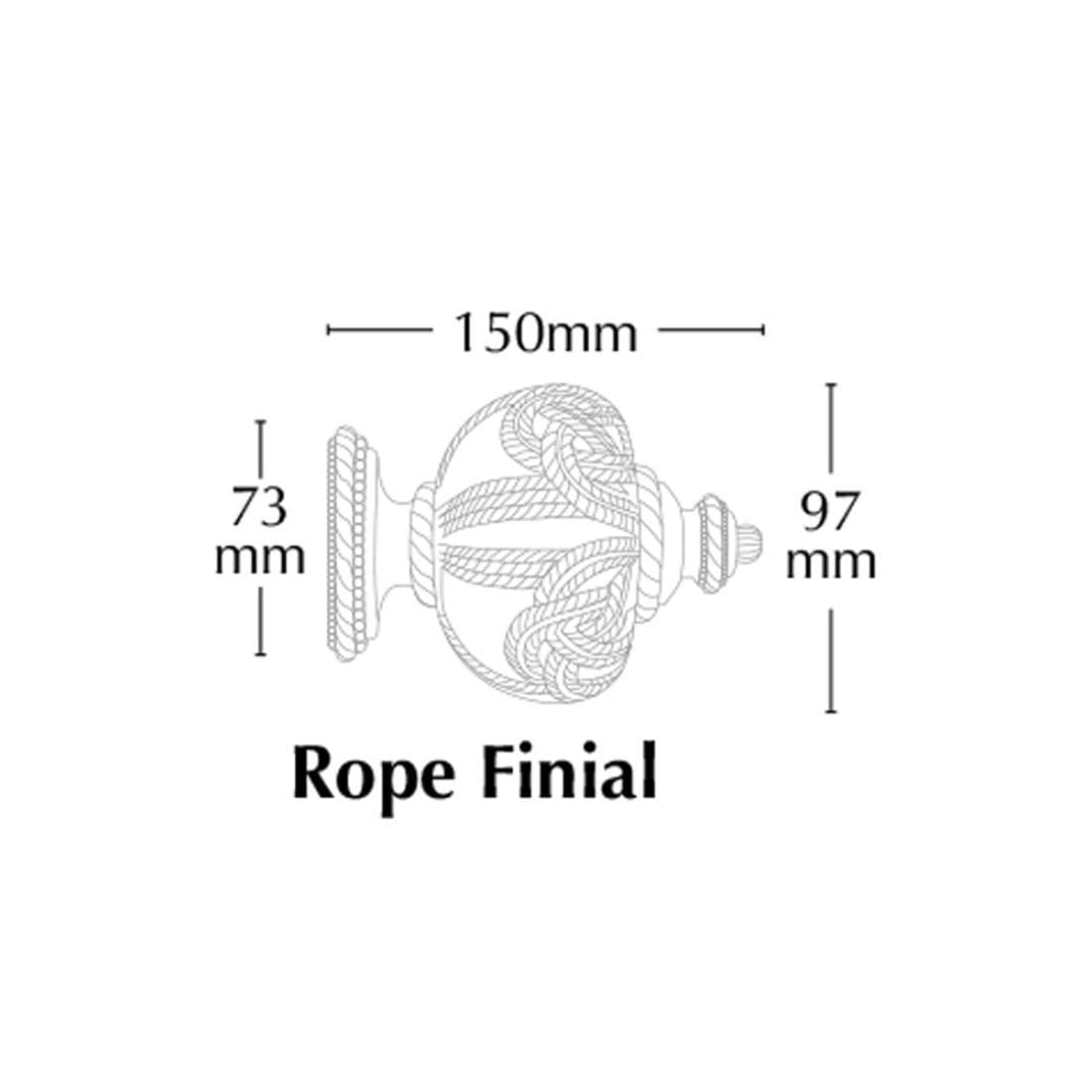 Jones Florentine Rope 48mm Wooden Curtain Pole Finial - Pewter