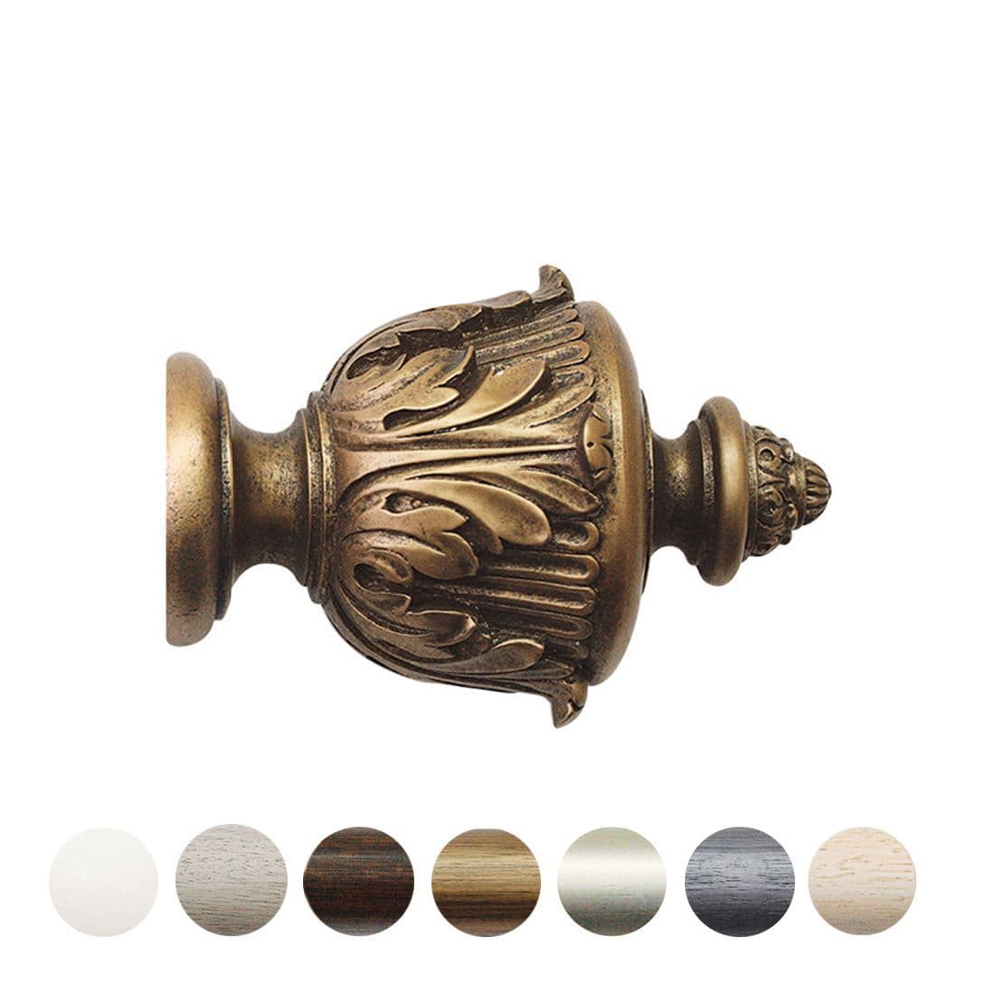 Jones Grande Acanthus 63mm Wooden Curtain Pole Finial - Antique Gold
