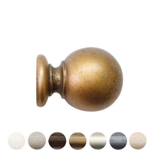 Jones Grande Ball 63mm Wooden Curtain Pole Finial - Antique Gold