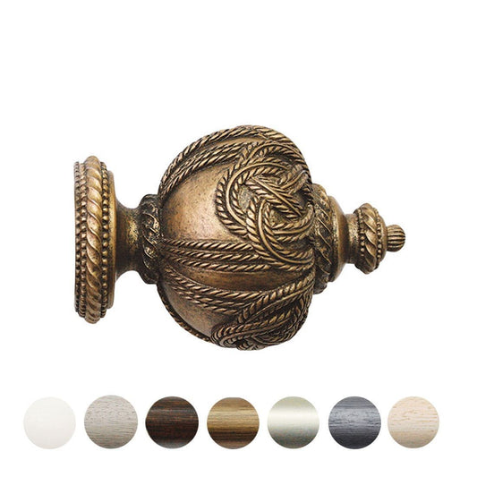 Jones Grande Rope 63mm Wooden Curtain Pole Finial - Antique Gold