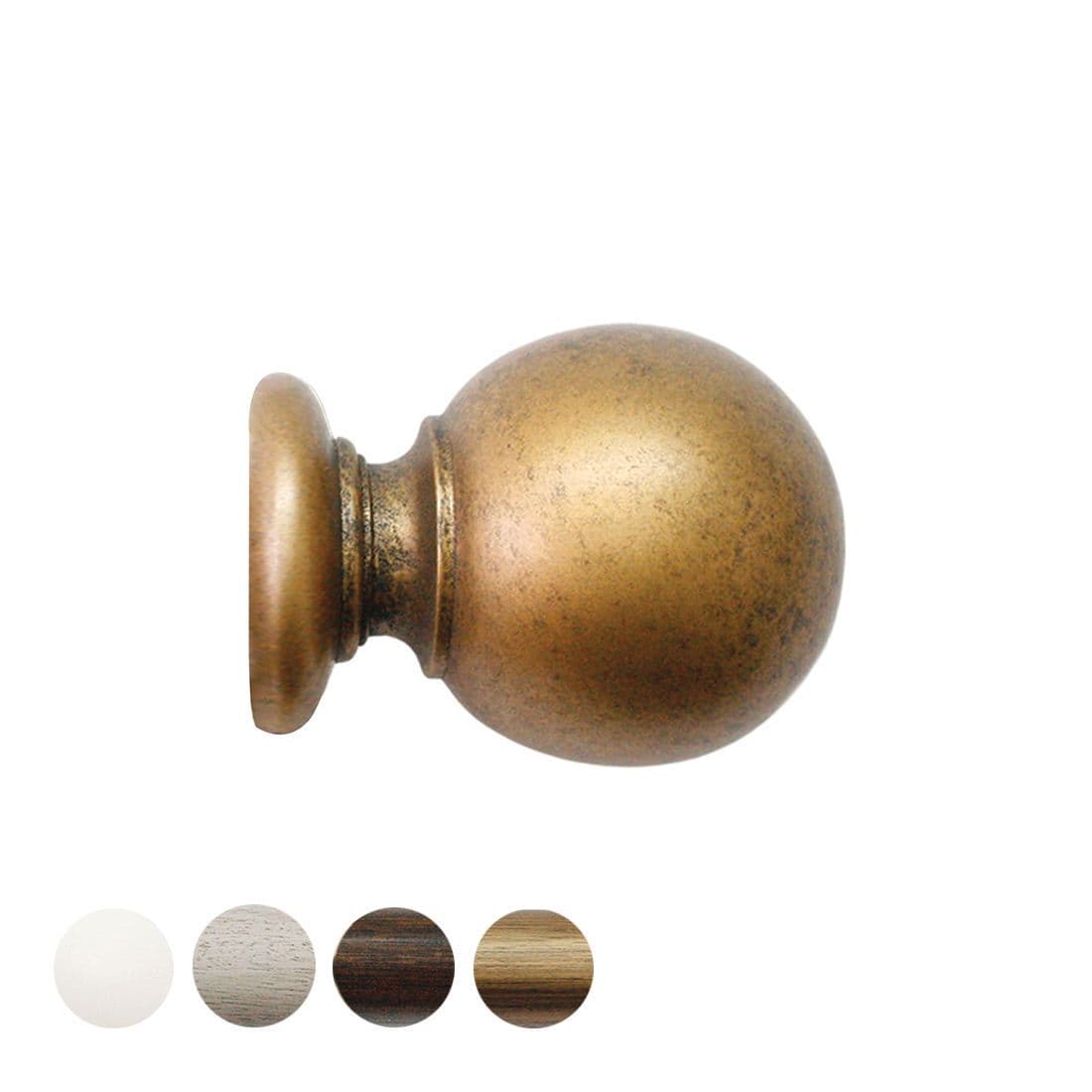Jones Hardwick Ball 40mm Wooden Curtain Pole Finial - Antique Gold