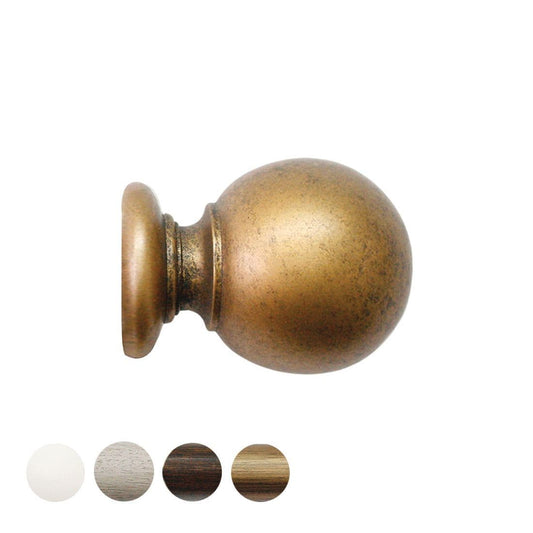 Jones Hardwick Ball 40mm Wooden Curtain Pole Finial - Antique Gold