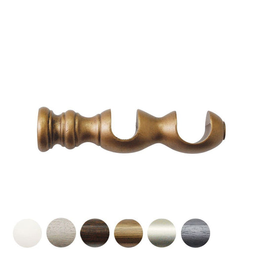 Jones Hardwick/Florentine 40/48mm Wooden Curtain Pole Double Bracket - Antique Gold