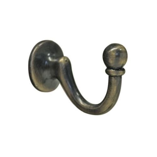 Jones Large Ball Metal Curtain Tieback Hook - Antique Brass