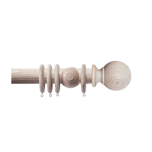 Jones Oakham Ball 50mm Wooden Curtain Pole - Limed