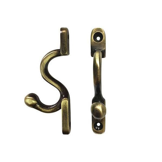 Jones Security Metal Curtain Tieback Hook - Antique Brass