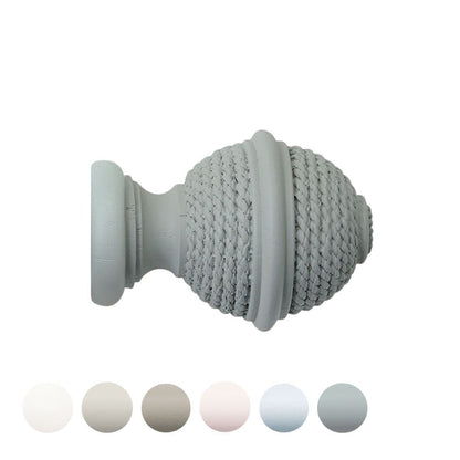 Jones Seychelles Woven Rope 40mm Wooden Curtain Pole Finial - Haze