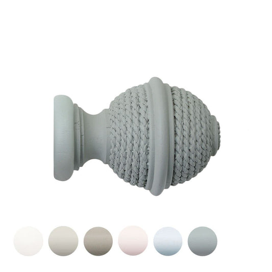 Jones Seychelles Woven Rope 40mm Wooden Curtain Pole Finial - Haze