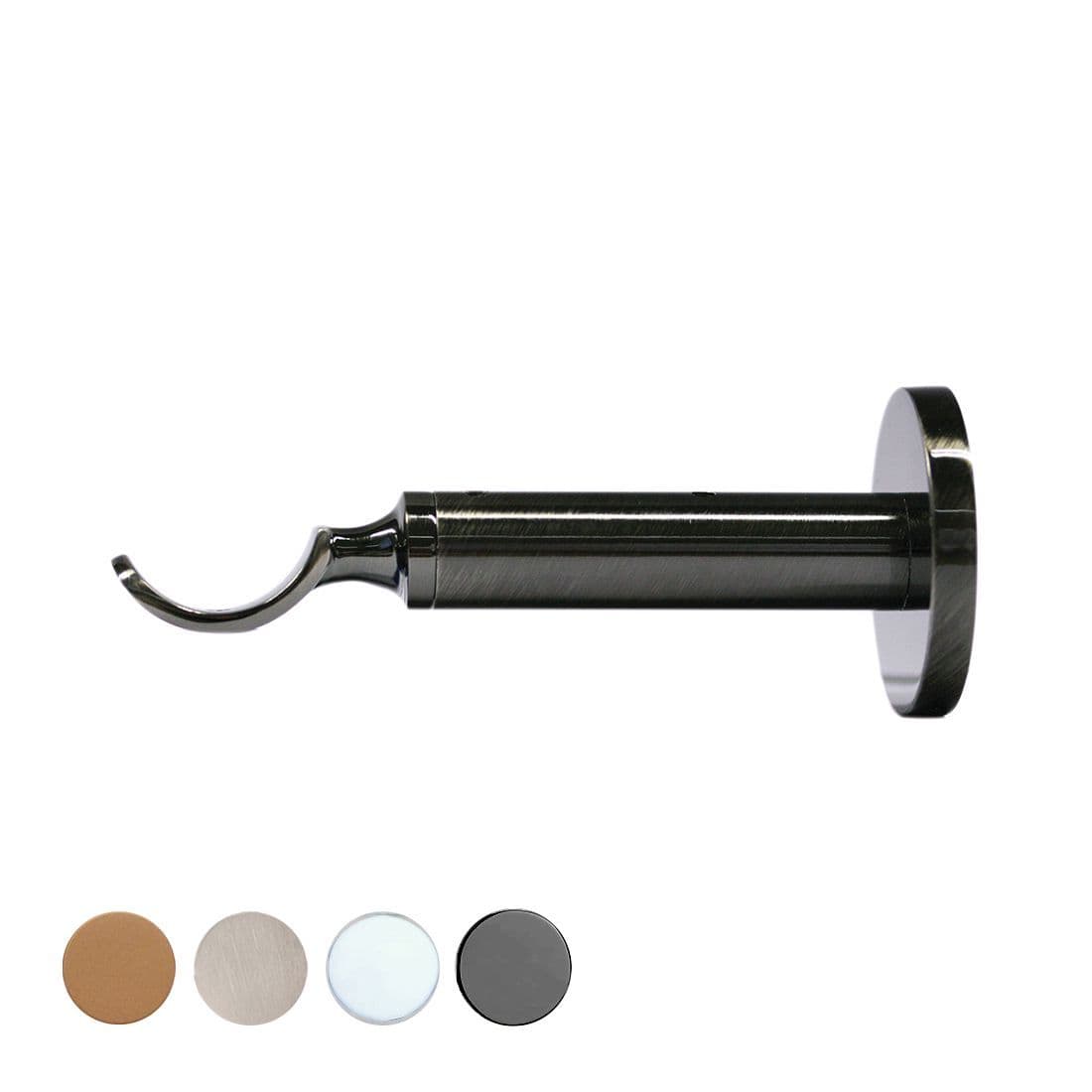 Jones Strand 35mm Metal Curtain Pole 11cm Passing Bracket - Black Nickel