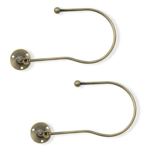 Jones Swing Embrace Metal Curtain Holdbacks (Pair) - Antique Brass