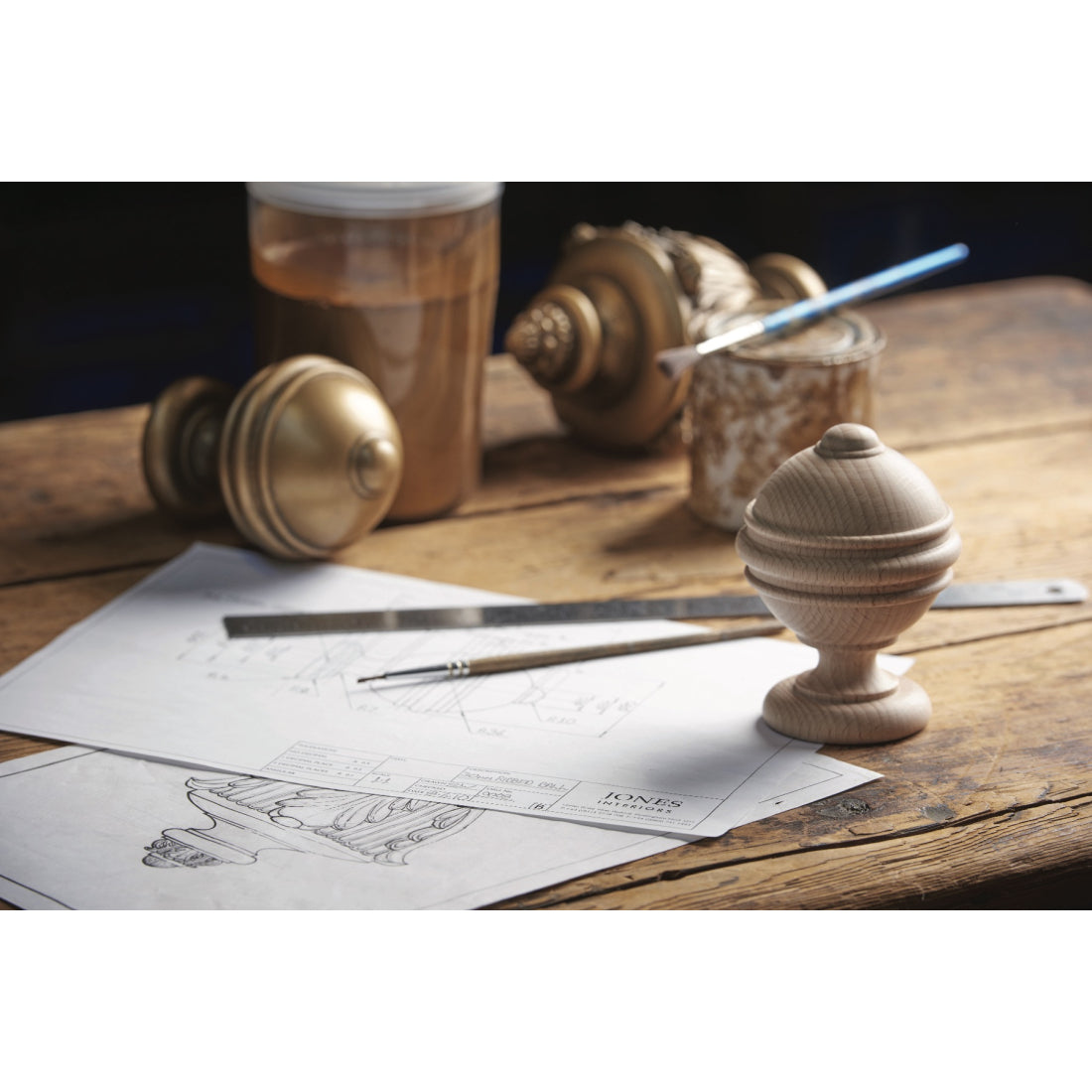 Jones Cathedral Ball 30mm Wooden Curtain Pole Finial - Antique Gold