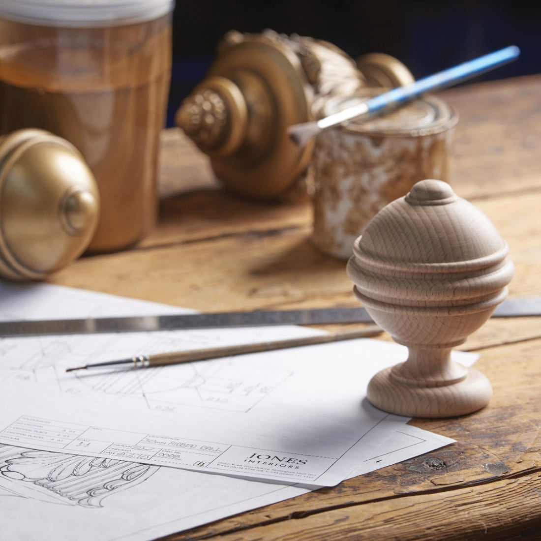 Jones Cathedral Exeter 30mm Wooden Curtain Pole Finial - Putty