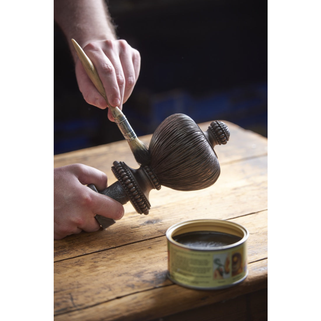 Jones Florentine Ribbed Ball 48mm Wooden Curtain Pole - Pewter