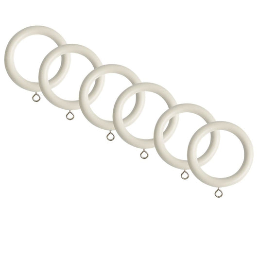 Laura Ashley 35mm Wooden Curtain Rings (Pack of 6) - Soft Natural