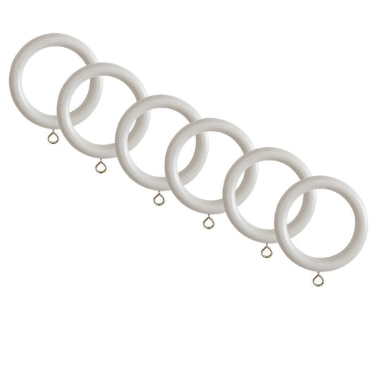 Laura Ashley 35mm Wooden Curtain Rings (Pack of 6) - Steel