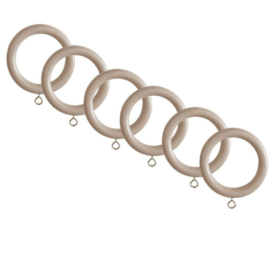 Laura Ashley 35mm Wooden Curtain Rings (Pack of 6) - Truffle