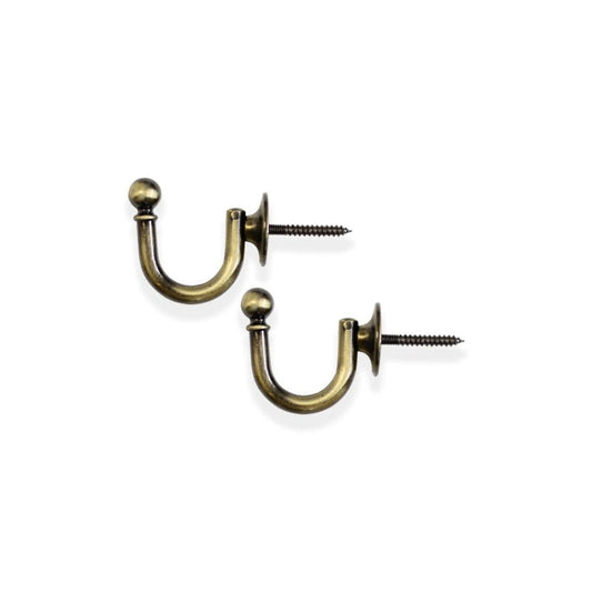 Laura Ashley Ball Metal Curtain Tieback Hooks (Pair) - Antique Brass