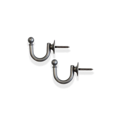 Laura Ashley Ball Metal Curtain Tieback Hooks (Pair) - Grey