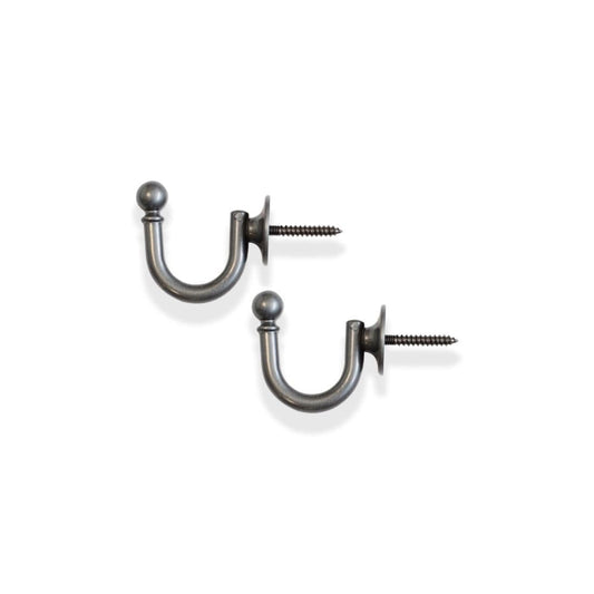 Laura Ashley Ball Metal Curtain Tieback Hooks (Pair) - Grey