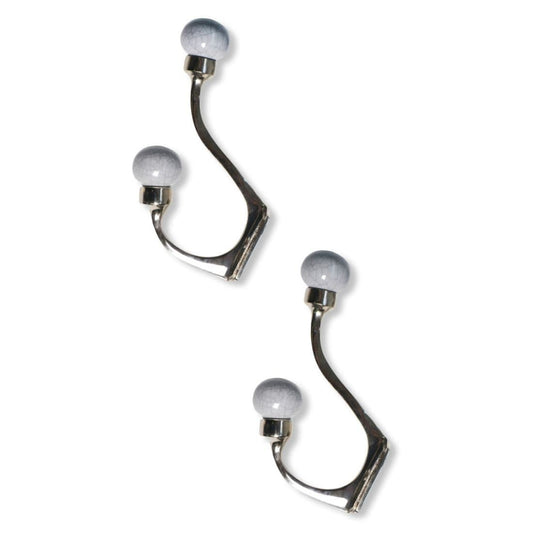 Laura Ashley Bertie Double Metal Curtain Tieback Hooks (Pair) - Dove