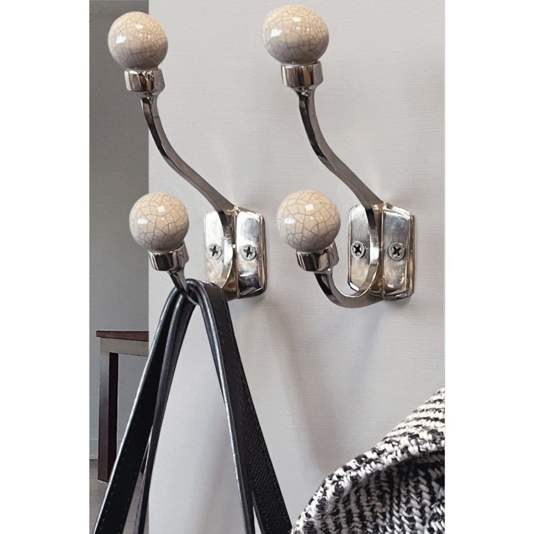 Laura Ashley Bertie Double Metal Curtain Tieback Hooks (Pair) - Pale Slate