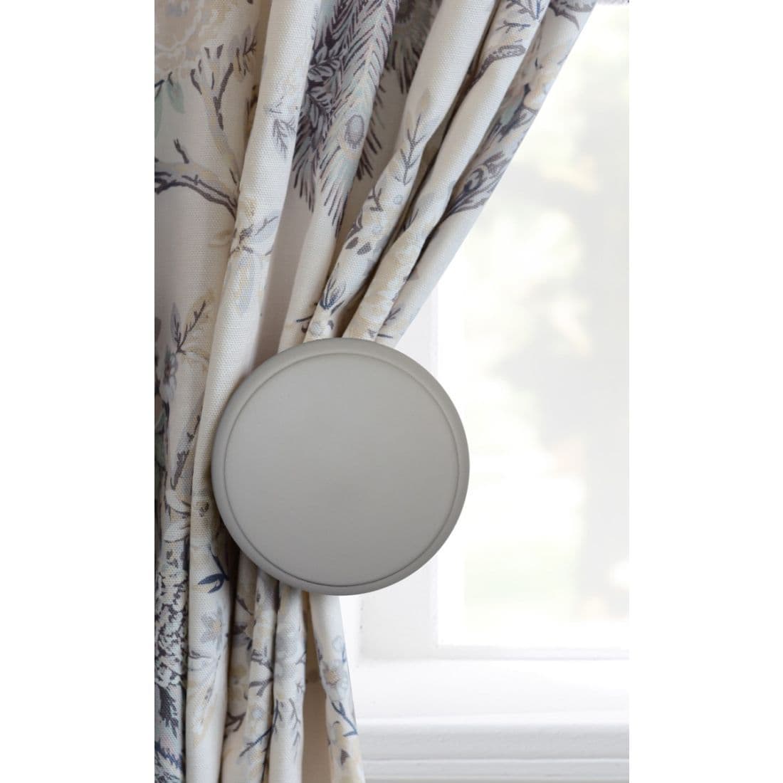 Laura Ashley Ribbed Ball Wooden Curtain Holdbacks (Pair) - Pale Dove Grey